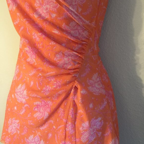 Piper & Sparrow raw hem mesh wrap top XS sleeveless apricot orange - Picture 3 of 13